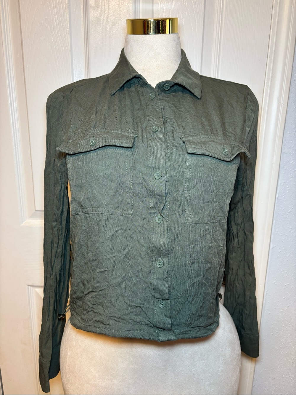 No Boundaries Olive Green Utility Button Jacket